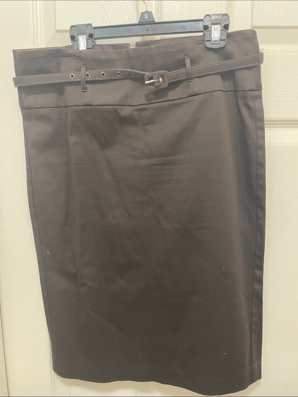 Selé Brown Stretch Pencil Skirt with Belt Size 7/8